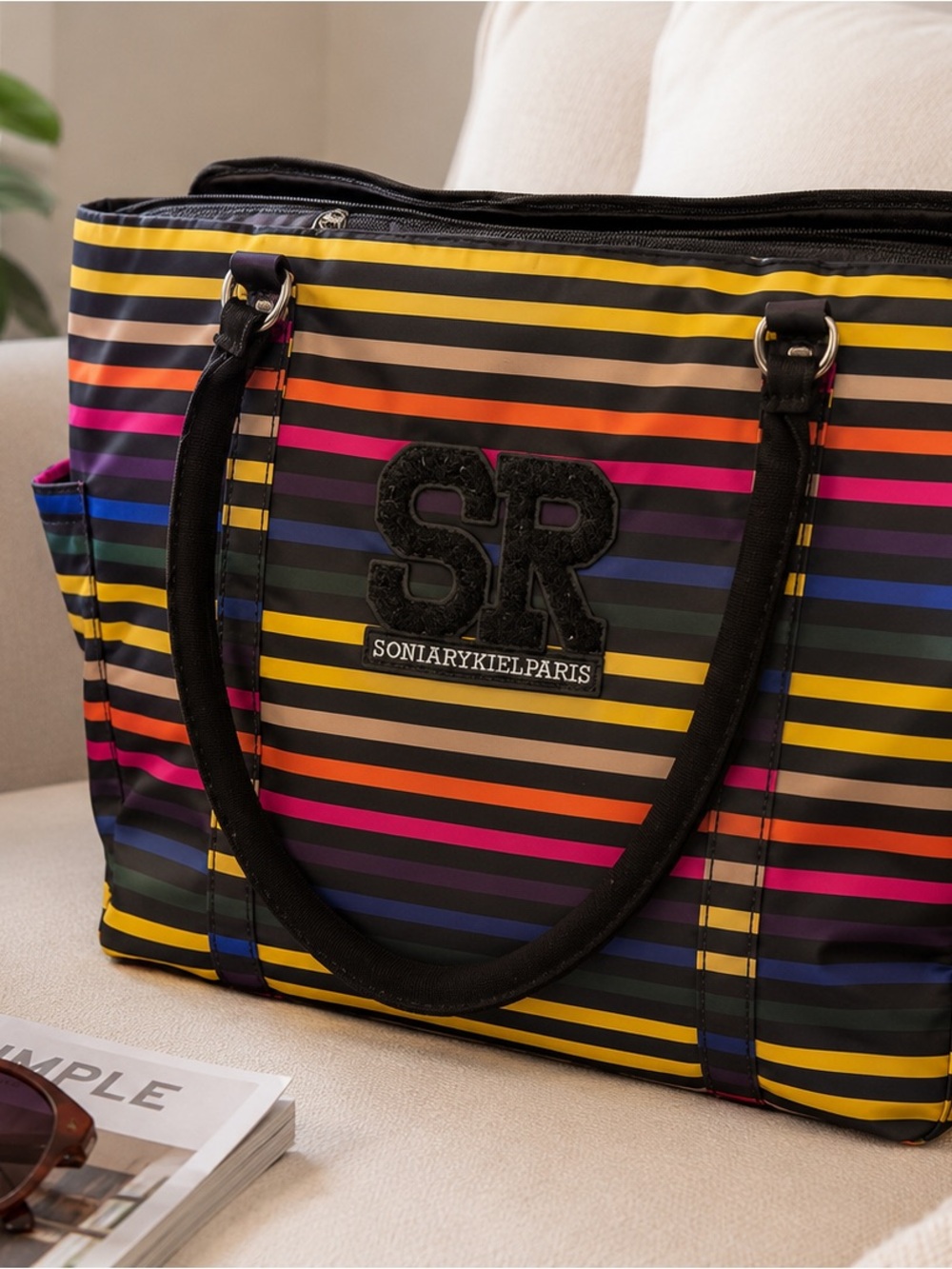 Vintage Sonia Rykiel Paris Multicolor Striped Tote